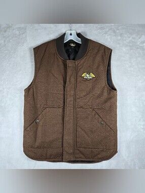 Loser Machine Lined Zip Up Vest Mens Size Medium Stand-Up Collar Brown Canvas